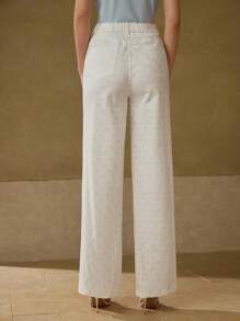 MOTF PREMIUM PANTALON DROIT À IMPRIMÉ nœud TOUT AUTOUR