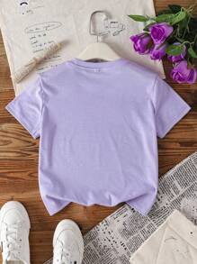 HARRY POTTER X SHEIN Tween Girl Casual Cartoon & Letter Graphic Short Sleeve T-Shirt, Suitable For Summer