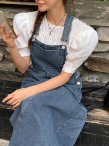 DAZY Vestito lungo, taglia oversize, in colore blu lavato, casual, adatto a tutte le stagioni