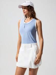 Menodora SHEIN Sport Maiou casual tricotat cu aspect patchwork pentru femei - Bleu - Vizualizare 5