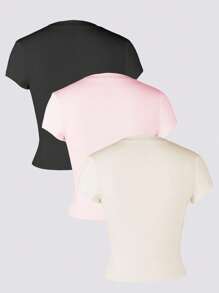 INAWLY Damen Kurzarm Einfaches T-Shirt, modisch für den Sommer