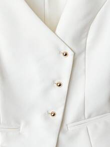 SHEIN Clasi 女式夏季修身优雅短款背心，单排扣无袖上衣西装外套