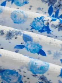 Sweetina Váy suông dài chấm đất họa tiết hoa nhỏ xinh xắn cho kỳ nghỉ xuân hè màu vàng - Màu xanh nhạt - Xem 4