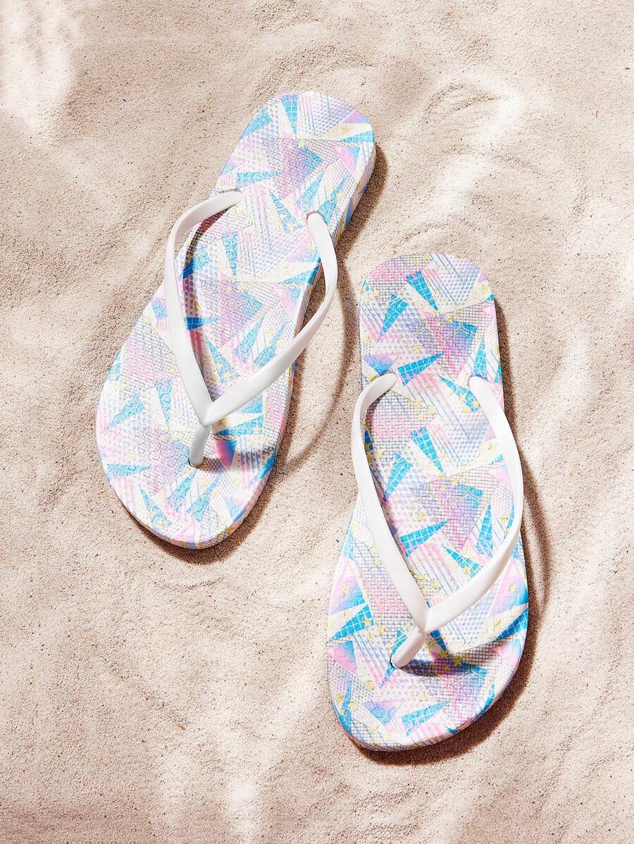 女士人字拖、沙滩凉鞋、彩色平底拖鞋