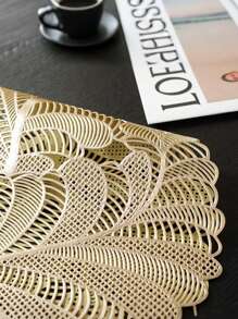 SHEIN Taplak Meja Anti Selip Berbentuk Daun dari PVC dengan Lubang Berukir dan Cetakan Emas - Taplak Meja Plastik Dekoratif untuk Meja Makan dan Meja Kopi - MultiWarna - View 14