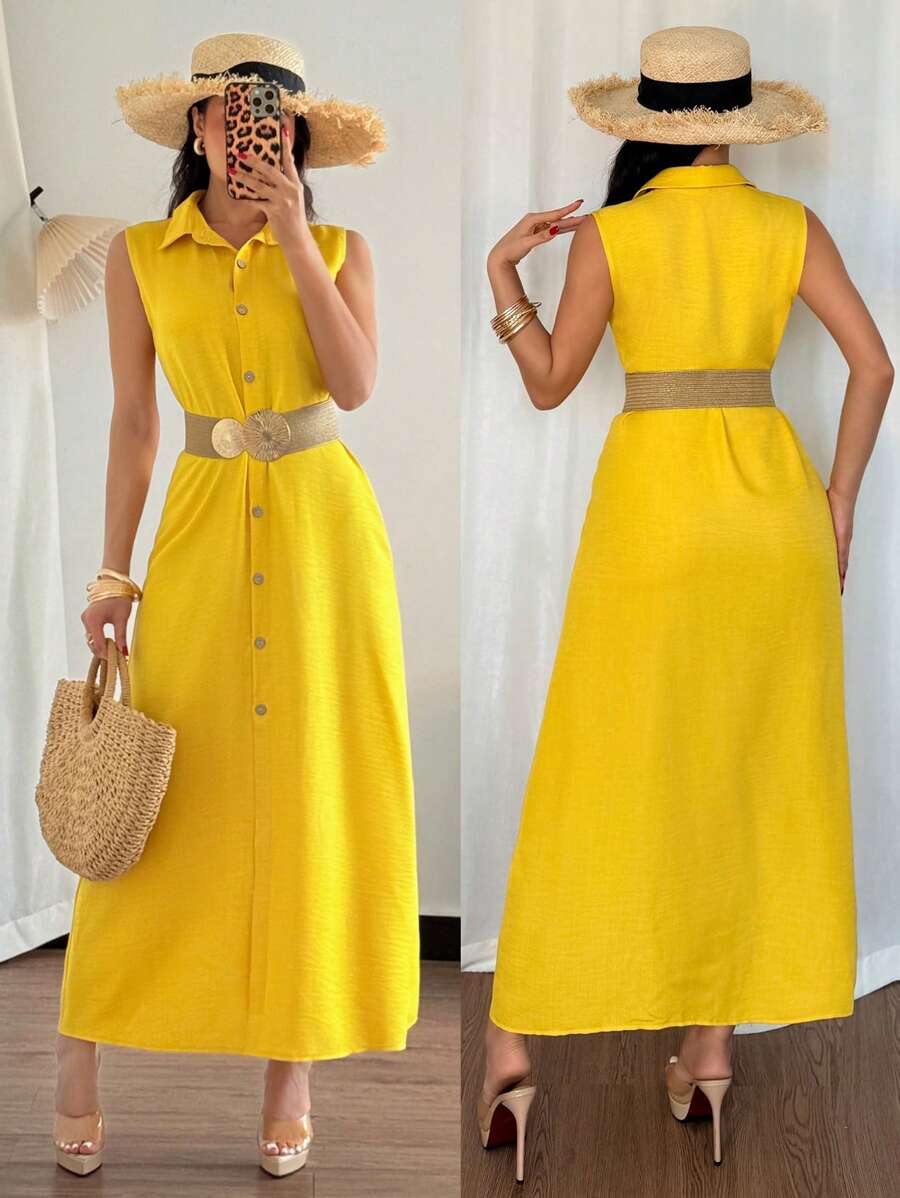 Chiquease 时尚休闲度假乡村音乐会服装女士休闲连衣裙女士西部服装女士衬衫连衣裙女士连衣裙夏季连衣裙夏季连衣裙黄色裙子 - 黃色 - 查看 1