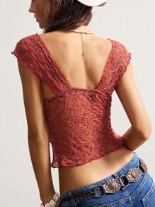 Bohemela Boho lässiges Urlaubssoberes Farbkleidung Damen Spitzen Strickoberteil