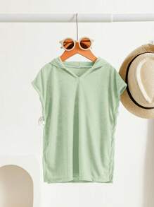 SHEIN Baby Boy Shark Hooded Bathrobe - Green - View 2