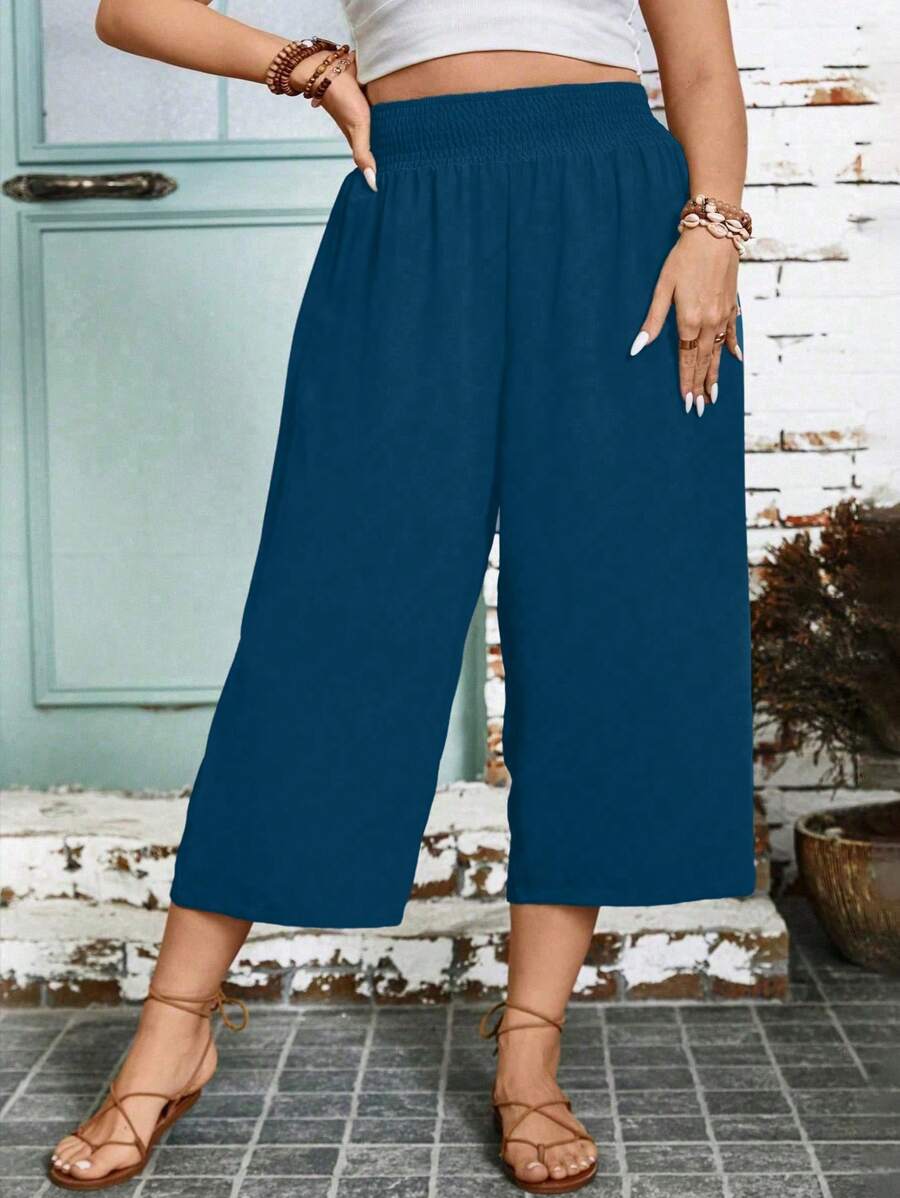 Women Plus Size High Waist Wide Leg Casual Loose Pants, Suitable For Work And Commute, Summer