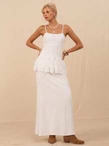 SHEIN Forever 21 Bluse da donna con spalle scoperte in tessuto jacquard lavorato a maglia per l'estate, design sexy con spalle scoperte, per ragazze, con design da gonnellino, top per primavera ed estate