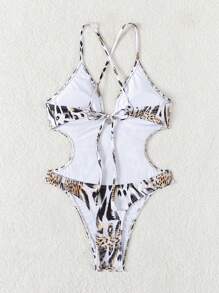 Swim Vcay Women's All-In-One Printed One-Piece Swimsuit (Random Print) For Summer Beach Vacation - Multicolor - View 2