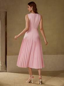 MOTF PREMIUM PLEATED ZIPPER DRESS - Pink - View 3