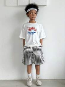 Hapijoa Pantalones anchos y sueltos a rayas de verano para niños preadolescentes, ropa de vuelta al colegio