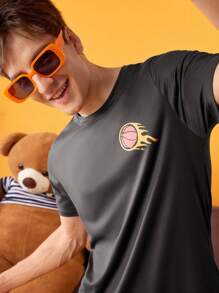 SHEIN Men's Basketball Graphic T-Shirt And Shorts Pajama Set