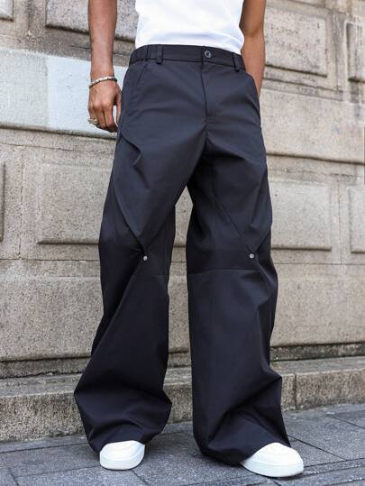 PAVTROS Calças largas casuais masculinas com rebites mistos, calças de trabalho streetwear, outono