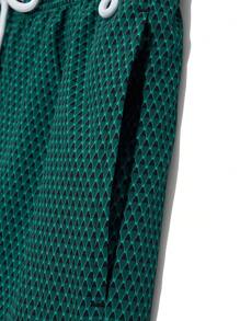 Manfinity KASUA Men's Drawstring Waist Letter Print Double-Layer Beach Shorts - Dark Green - View 6