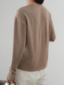 Dazy-Less Women's Loose Business Casual Color Block Long Sleeve T-Shirt, Suitable For Office Wear In Autumn & Winter - Khaki - View 6