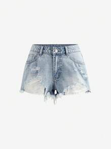 SHEIN ICON Einfache zerrissene ausgefranste Saum Taschen Sommer sexy Jeans Shorts