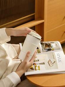 1 pièce Mug de transport en acier inoxydable isotherme, mug de voyage portable et élégant avec couvercle étanche, mug de café isotherme réutilisable pour boissons chaudes et froides/thé - mug de café de transport pour voiture, fournitures scolaires