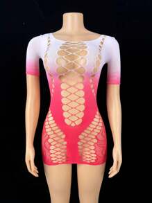 SHEIN 1pc Women's Sexy One Shoulder Hollow Out Bodycon Mini Slip Dress - Multicolor - View 8