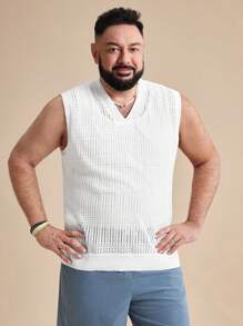 EASEVO 大码男士休闲修身圆领无袖针织背心，适合夏季、上学