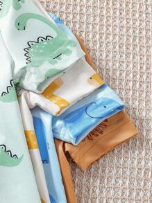 8Pcs/Set Snug Fit Baby Boy Pajamas, Featuring Various Animal Graphic Prints, Simple And Modern Style, Smooth Soft Fabric For Comfortable Sleepwear - Multicolor - View 5