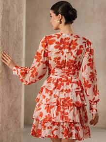 Aveloria Modichic 女士植物印花多层荷叶边下摆连衣裙度假装女士 - 彩色 - 查看 3