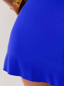SHEIN Swim 1 件女士沙滩罩衫裙，侧面有海星装饰，性感时尚，纯色，适合度假 - 寶藍色 - 查看 5