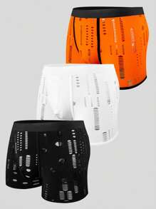 Paquete de 3 Bóxers informales de cintura elástica con diseño desgastado de unicolor para hombre
