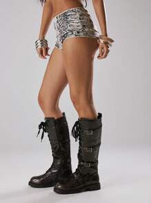 MUSERA Zebra Sequin Mini Shorts Spring, Summer, Holiday, Vacation, Ibiza, Festival, Rave, Cool Girl, Shipwrecked