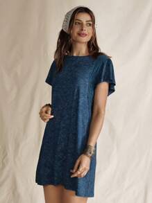 Wildy 新款夏季美式西部牛仔风格蓝色短款迷你连衣裙乡村装女士休闲连衣裙母亲节装简约连衣裙 - 藍色 - 查看 3