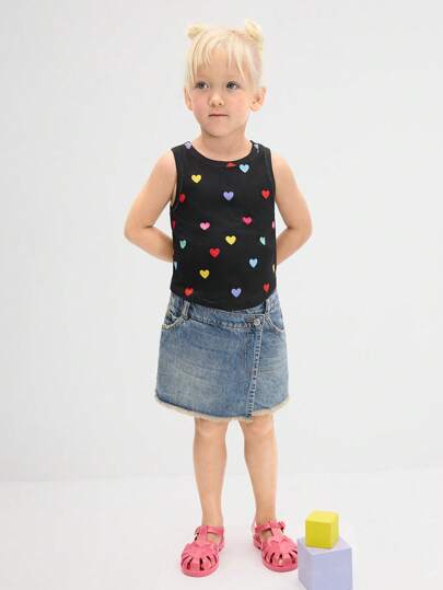 Leap Crew Leap Crew 年轻女孩风格休闲圆领无袖心形弧形下摆背心