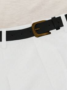 INAWLY Women's Solid Color Pleated Casual Versatile Shorts