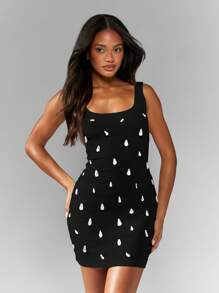 MISSGUIDED Mini Bodycon Tank Sleeveless Polka Dot Form Fitting Small Dress Party Club Casual Night Out Spring Summer Fashion - Black - View 7
