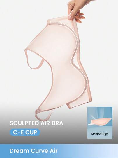 LUVLETTE Sujetador básico con taza espaciadora de malla transpirable, de cobertura total, de color rosa, con comodidad fresca