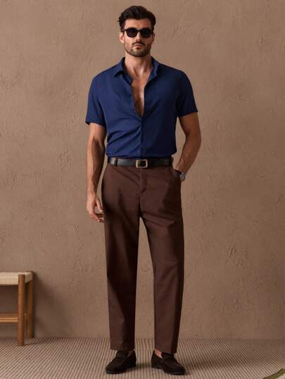 Guys Solid Button Front Shirt Without Tee