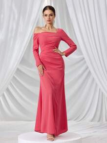 Coutiva Women's Formal Evening Dress,Heavy-Embroidered Design Party Gown For Wedding Guest,Birthday Outfit,Summer Casual Formal Dress - Hot Pink - View 5