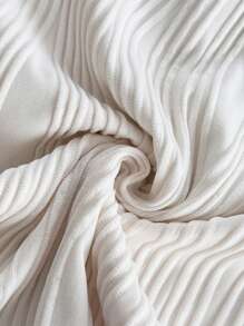 Soleia 女士加大码新款系带蝴蝶结针织连体衣，休闲优雅拼色紧身一体式连体衣 - 白色 - 查看 6