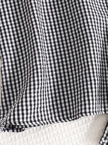 SHEIN LMoss Kids Tween Girl 2pcs Set Casual Minimalist Comfortable Round Neck Ruffle Blouse And Pants - Black and White - View 4