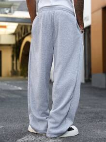 Manfinity Hypemode 男士抽绳腰阔腿运动裤，Y2k 黑色宽松裤