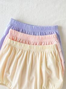 少女6件套文胸内裤套装，简约可爱纯色吊带背心和短裤内衣套装 - 彩色 - 查看 6