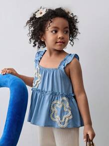 Maija Kids Maija Kids 年轻女孩花卉图案荷叶边吊带背心 - 黃色 - 查看 5