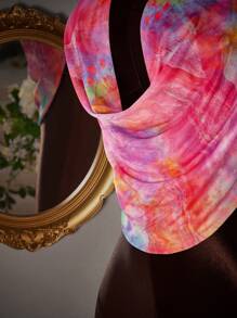 Amplova 扎染印花垂坠领无袖短款上衣，女士度假风格 - 彩色 - 查看 6