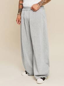 EASEVO Plus Size Men's Casual Grey Loose Knit Baggy Sweatpants, School