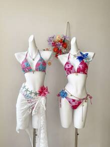 Comfortcana Conjunto de biquíni feminino com alças finas, moderno para o verão