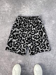 SHEIN Bolty Tween Boy Leopard Print Casual Shorts With Pockets, Suitable For Commuting, School, Daily Leisure, Sports, Spring/Summer