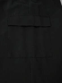 SHEIN ChillGRL 少女春夏时尚数字图案 V 领短袖上衣 T 恤搭配纯色工装裤两件套 - 藍色 - 查看 4