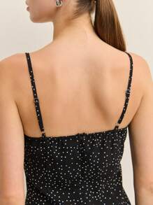 Nöista 女士可爱迷你连衣裙圆点印花夏季休闲装度假欧洲夏季 7 月 4 日连衣裙 - 黑色 - 查看 5