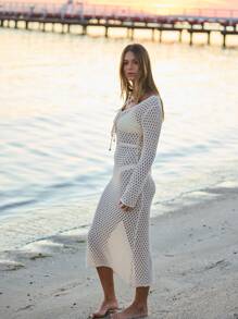 Aralina Vestido largo de ganchillo perfecto para festivales de verano y atuendos de playa - Blanco - Ver 7