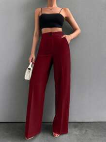 EURMUSE Beige Basic Pants, Fashionable Suitable For Summer - Burgundy - View 4